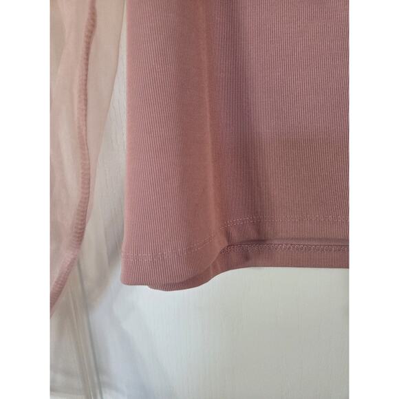 Eloquii Dusty Rose Pink Organza Puff Sheer Sleeves Square Neck Blouse Plus 14/16 - Picture 11 of 12